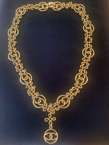 RARA COLLANA VINTAGE CHANEL PLACCATA ORO CC
