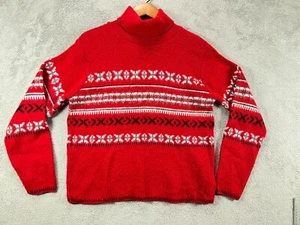 Fashion Bug Womens Medium Sweaters Nordic Red Fair Isle TurtleNeck Long Sleeve - Picture 1 of 11