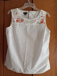 Camiseta sin mangas Talbots para mujer con cuentas y lentejuelas talla 6 blanca sin mangas - Imagen 1 de 5