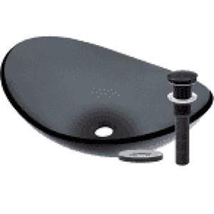 Miseno - MNO-G423 - Recipiente de vidrio gris transparente - Fregadero de baño - Bronce frotado con aceite - Imagen 1 de 4