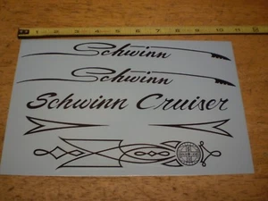 Schwinn Cruiser Bicycle Complete Water Transfer Black Decal Set - Picture 1 of 1