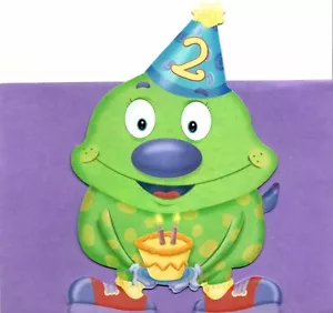 Happy 2nd Second Birthday Turning 2 Green Inchworm Worm Hallmark Greeting Card - Picture 1 of 3