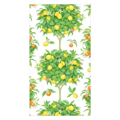 Caspari Paper Guest Towel Napkins, Citrus Topiaries White- 2 Packs (16380G) - Image 1 of 2