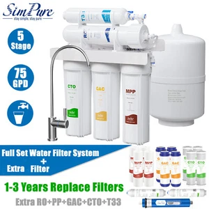 Sistema de filtro de agua de ósmosis inversa 5 etapas 75 GPD purificador de agua - Imagen 1 de 22