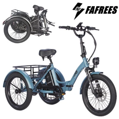 FAFREES Elektrofahrrad Dreirad Klapprad E-Bike 20 Zoll 3 Räder Fahrrad mit DrehGasGriff
