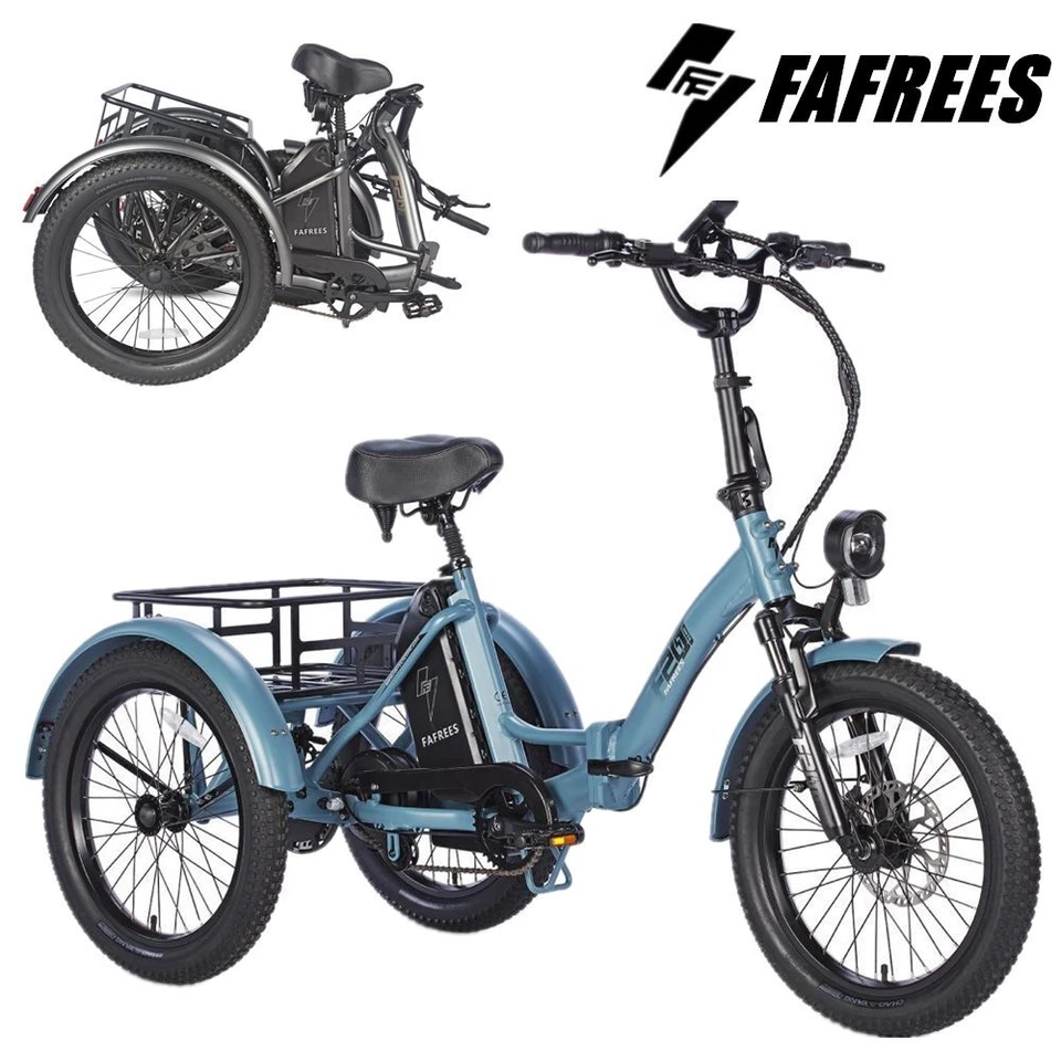 FAFREES Elektrofahrrad Dreirad Klapprad E-Bike 20 Zoll 3 Räder Fahrrad mit DrehGasGriff