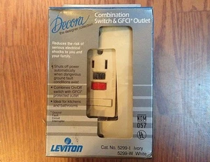 LEVITON DECORA 5299/728 120 VOLT 15A COMBINATION SWITCH/RECEPTACLE ~ IVORY - Picture 1 of 2