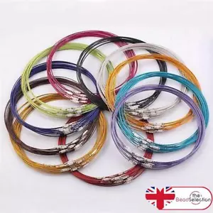 10 MEMORY WIRE NECKLACE CHOKERS & CLASP. COLOUR CHOICE - Picture 1 of 15