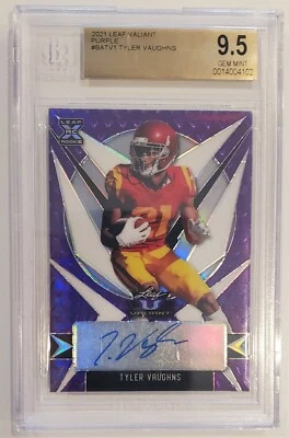 2021 Leaf Valiant Purple Tyler Vaughns Autograph RC 13/25 BGS 9.5 w/ 9 Auto - Image 1 of 2