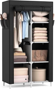Closet portatil de con 6 estantes 1 barra y 4 bolsillos para ropa dormitorio - Picture 1 of 12