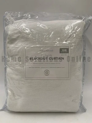 Pottery Barn Kids Evelyn Linen Blackout Curtain White 44" x 108" #Q11N - Image 1 of 2
