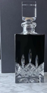 Waterford Lismore Black Square Decanter Lead Crystal with Stopper In Box - Picture 1 of 3