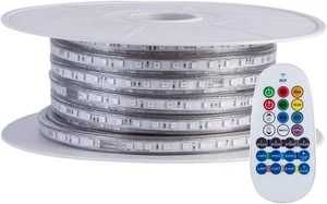 110V 8 Colors RGB Dimmable Strip Light Outdoor 65.6ft 20m Rope Lighting Kit I... - Picture 1 of 7