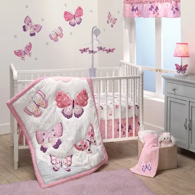 Bedtime Originals Butterfly Kisses Pink/Purple 3-Piece Baby Crib Bedding Set - Image 1 of 4