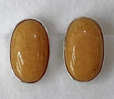 HSN Jay King Sterling Silver Butterscotch Amber Oval Stud Earrings - Image 1 of 4