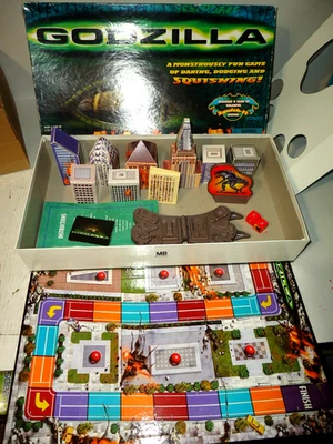 Godzilla Squishing Board Game-1998-Milton Bradley-Missing 1 Card! - Image 1 of 4