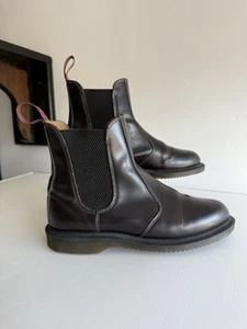 Dr Martens Flora Chelsea Red Cherry Rub Off Leather Ankle Flat Boots Size Uk 4 - Picture 1 of 11