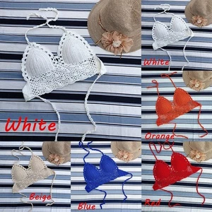 Women Crochet Bikini Lace Up Cover Up for Beach Swimwear White Beige Red - Picture 1 of 18