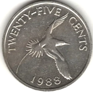 Veinticinco centavos 1988 ~ Bermudas ~ B-8011 - Imagen 1 de 4