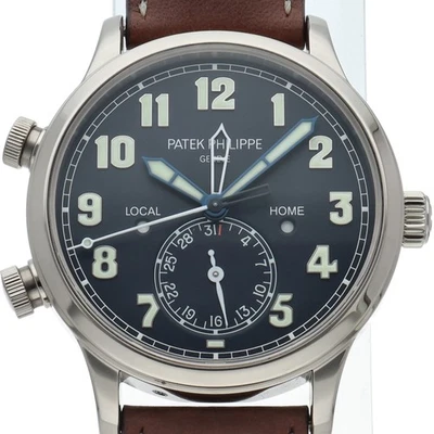 PATEK PHILIPPE Calatrava Pilot Travel Time 5524G-001 K18WG / Couro masculino Wat... - Imagem 1 de 4