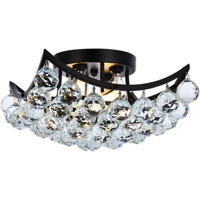 Elegant Lighting V9800F12BK/RC Corona Flush Mount Black - Image 1 of 4