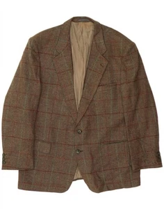 PIERRE CARDIN Mens 2 Button Blazer Jacket IT 56 3XL Brown Check Wool BM10 - Picture 1 of 3