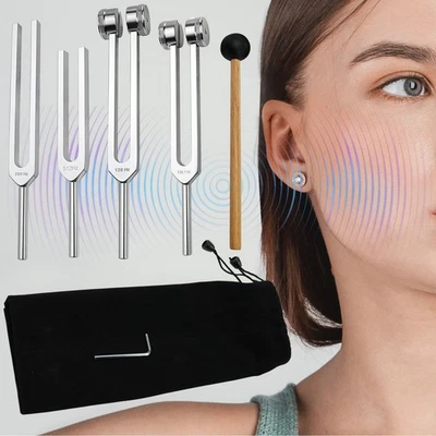 4X Stimmgabel-Set Frequenzen  128 Hz, 256 Hz, 136,1 Hz, 512 Hz für Klangheilung - Bild 1 von 4