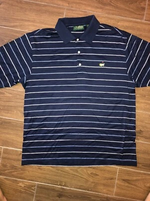 * AMEN CORNER * Polo de golf MASTER'S a rayas azules de Augusta Nationals ~ Grande Foto 1 de 3
