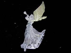 Vintage Christmas Hard Plastic Angel Light Cover Clear /Gold - Picture 1 of 9