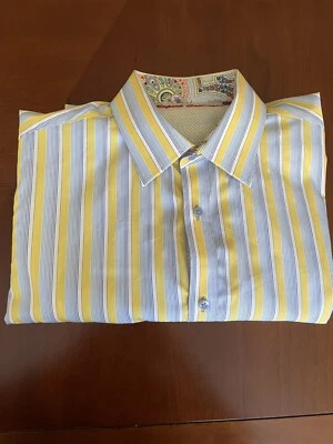 Report Collection Men's Button Down Shirt Sz M yellow Striped - Image 1 of 4