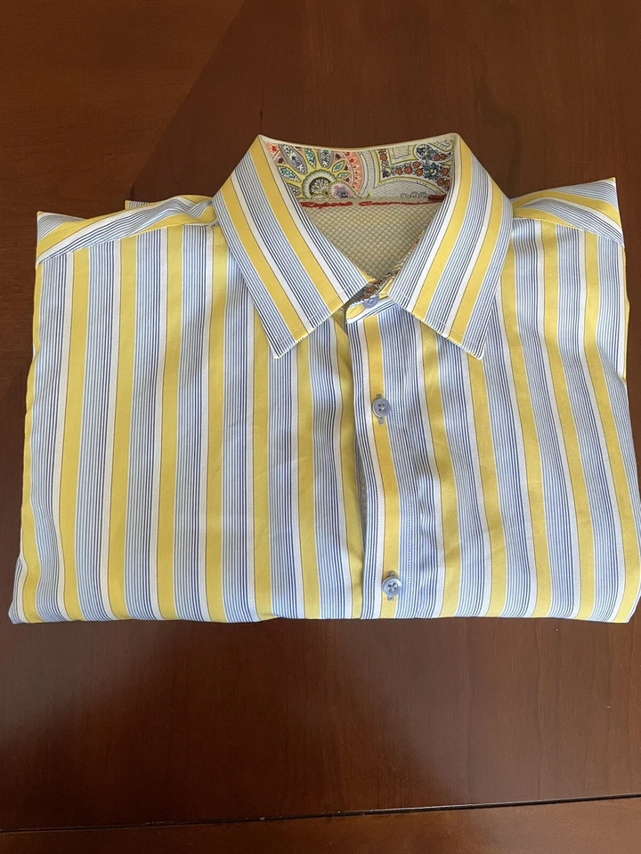 Report Collection Men's Button Down Shirt Sz M yellow Striped - Image 1 of 4