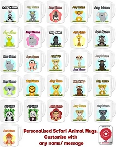 Personalised Animal Mug Custom Name Cup Birthday Christmas Men Women Kids Gifts - Picture 1 of 102