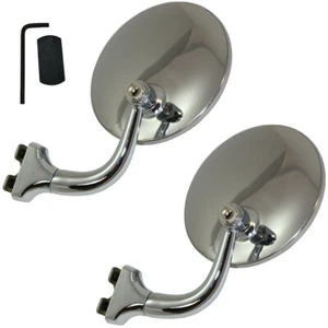 4" Universal Peep Mirrors, Stainless Steel, Chrome, Pair - Picture 1 of 2