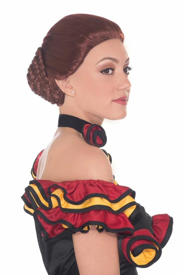 Peluca Bailarina Española Adulto Castaño Rojizo Disfraz Accesorio Halloween Foto 1 de 1