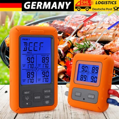 Digital Bratenthermometer Funk Grillthermometer Fleisch-Thermometer mit 4-Fühler - Bild 1 von 4