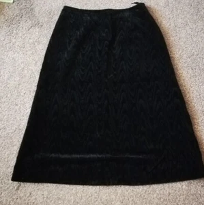 Vintage 1970s Size 12 W30 Black Watered Velvet Midi Skirt Goth Steampunk Lined - Picture 1 of 13