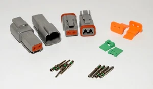 2 xDeutsch DT 2-Pin Connector Kit, 14-16AWG Solid Contacts (Made in USA) - Imagen 1 de 3