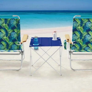 Mainstays Beach Table, Blue and White - Picture 1 of 7