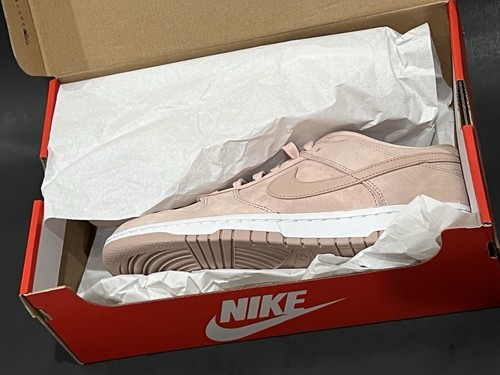 Nike Dunk Low PRM MF US donna 10 rosa pelle premium Oxford rosa nuove con scatola DS