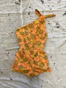 Rare Vintage 1950s One Shoulder Hawaiian Rockabilly Romper Playsuit - Picture 1 of 3