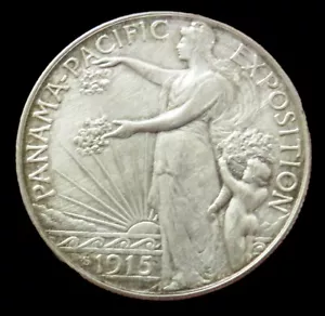 1915 SILVER PAN PAC COMMEMORATIVE 50C HALF DOLLAR XF - Picture 1 of 2