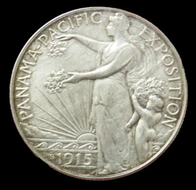 1915 SILVER PAN PAC COMMEMORATIVE 50C HALF DOLLAR XF - Image 1 of 2