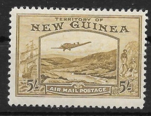 NEW GUINEA SG223 1939 AIR MAIL POSTAGE 5/= OLIVE-BROWN MTD MINT (p) - Picture 1 of 1