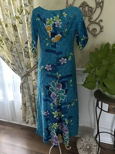 Vintage Hawaiian Reef Floral Maxi Dress 70's Hawaii Retro Glam Small WOW! - Picture 1 of 5