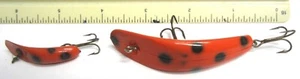 VINTAGE FLATFISH FISHING LURE ORANGE & BLACK SPOTS FRESHWATER ANGLING TROUT BASS - Picture 1 of 11