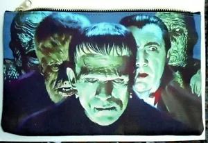 "Borsa Borsa Frankenstein And Crew Horror con cerniera in tela 10"" x 6,1/4" - Foto 1 di 3