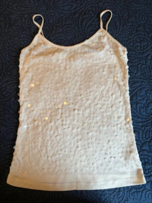 Old Navy Sequined Ivory Tank Top Size S/P - Image 1 of 4