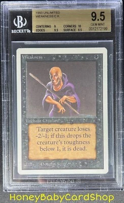 MTG Unlimited Edition 1993 Weakness BGS 9.5 GEM MINT Old School 93/94 - Image 1 of 4