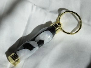 Hand Made Black and White Acrylic Key Chain - Picture 1 of 2