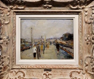 Gabriel Spat -Elegant People walking the Street of 1940s Paris-Oil painting - Picture 1 of 8